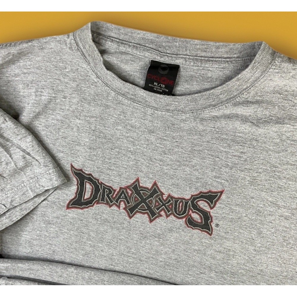 Draxxus Paintball T-Shirt Mens XL Gray Cyclone Retro Graphic Tee 90s Vintage